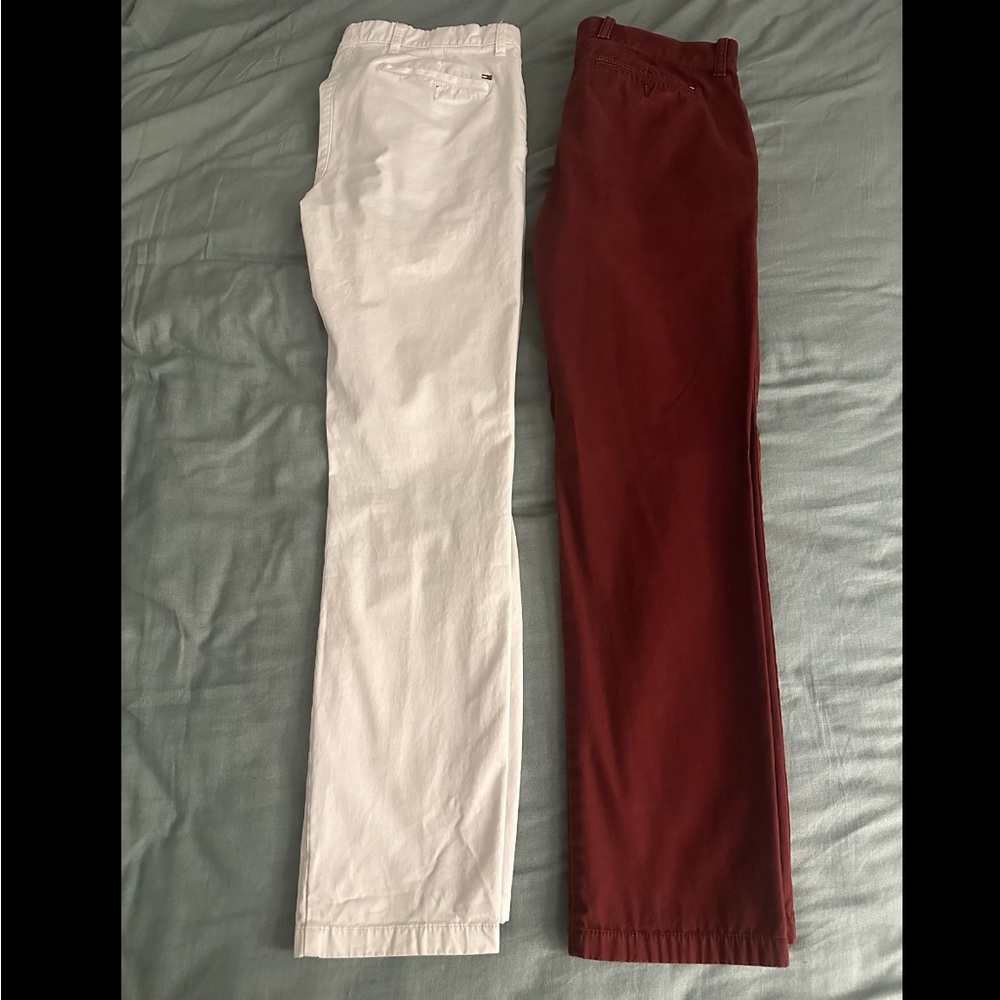 Vintage White and Maroon color chinos from Tommy Hilfiger